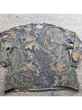 Vintage Jerzees Outdoors T Shirt Mens 2XL Camo Long Sleeve Hunting Stain*